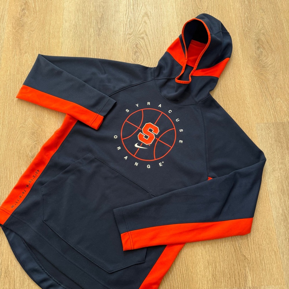 Nike Syracuse Orange Dri-FIT Hoodie Men Size Medium Navy Blue Basketball NCAA